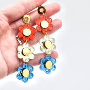 Patriotic Triple Daisy Earrings