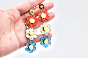 Patriotic Triple Daisy Earrings