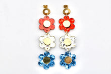 Load image into Gallery viewer, Patriotic Triple Daisy Earrings
