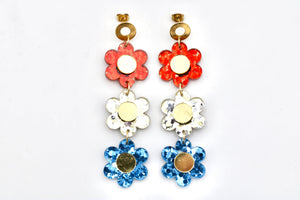 Patriotic Triple Daisy Earrings