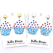 Patriotic Cupcake Earrings