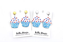 Load image into Gallery viewer, Patriotic Cupcake Earrings
