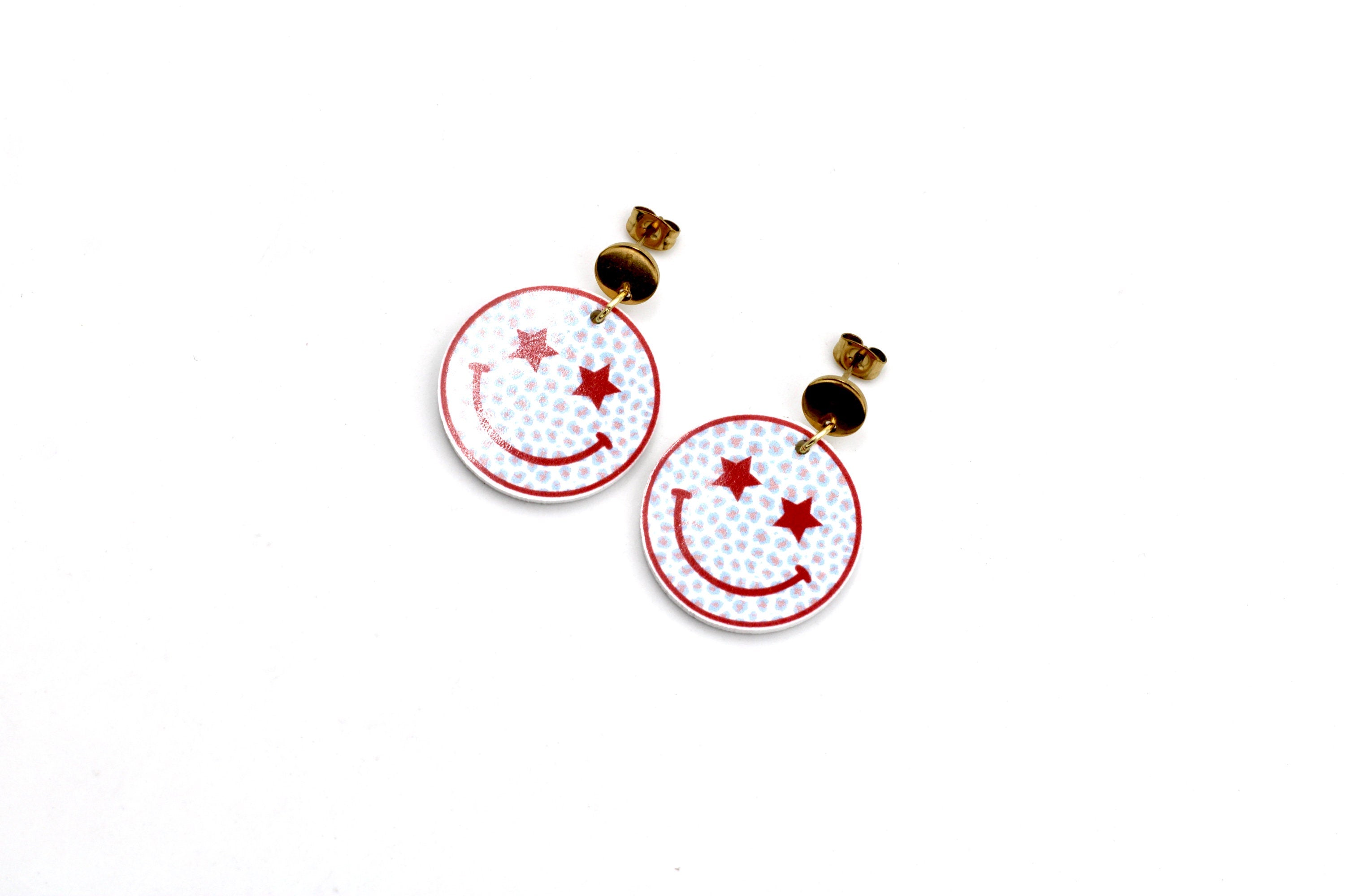 Patriotic Smiley Face Earrings