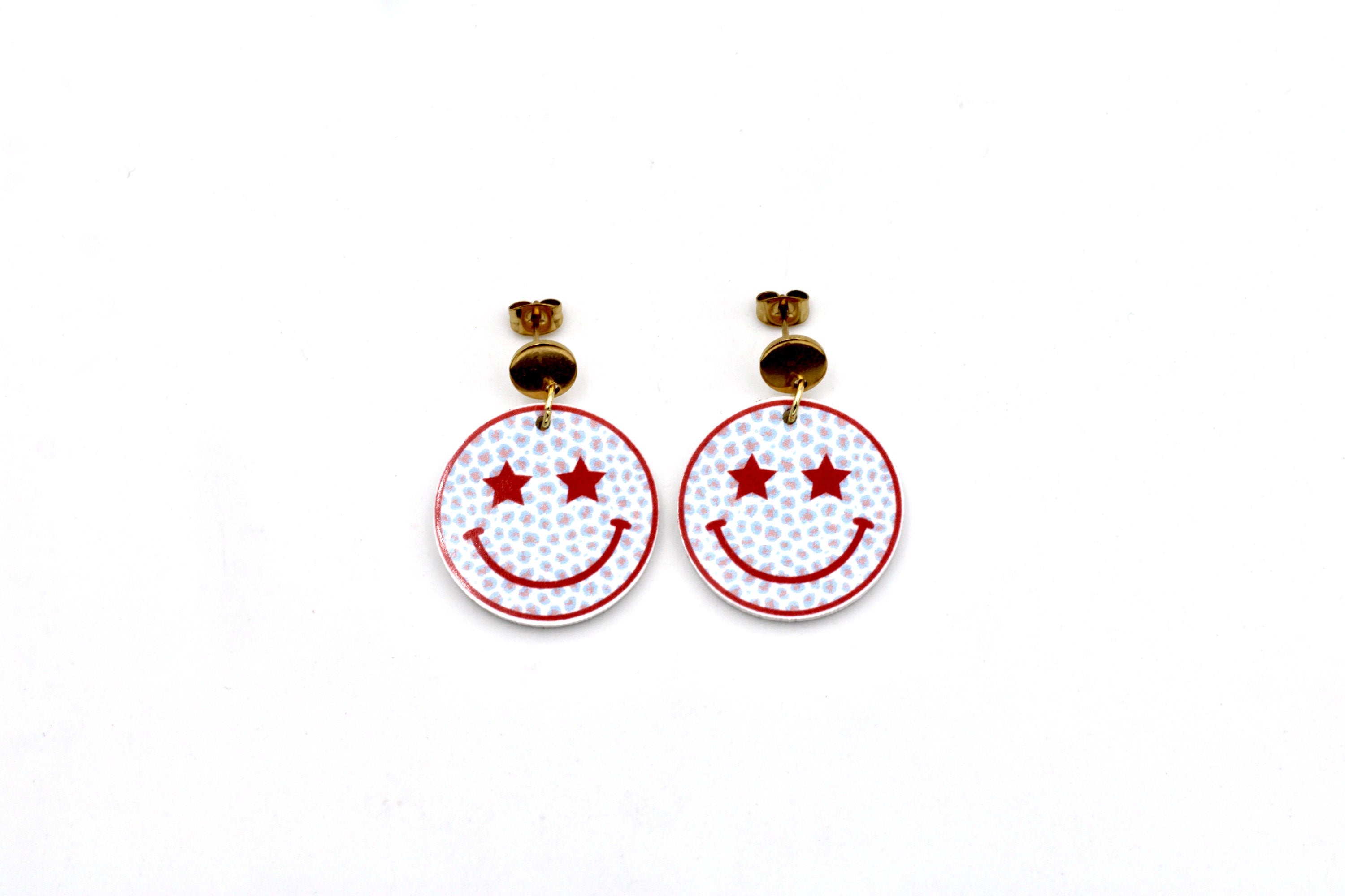 Patriotic Smiley Face Earrings