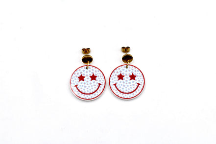 Patriotic Smiley Face Earrings