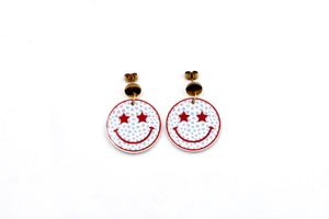 Patriotic Smiley Face Earrings