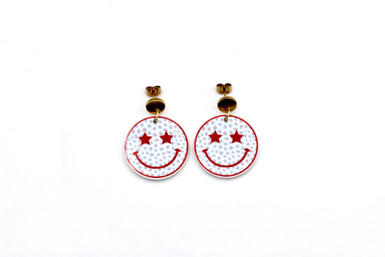 Patriotic Smiley Face Earrings