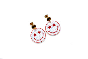 Patriotic Smiley Face Earrings