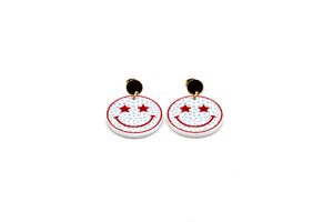 Patriotic Smiley Face Earrings