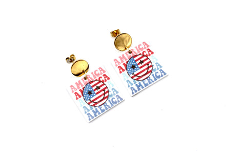 Smiley Face America Earrings