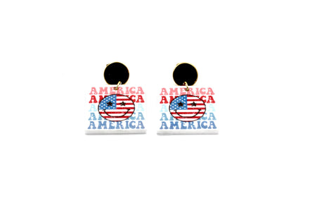 Smiley Face America Earrings