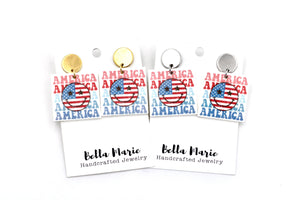 Smiley Face America Earrings