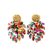 Glitter Monstera Earrings