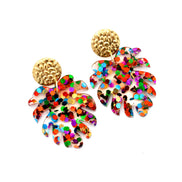Glitter Monstera Earrings
