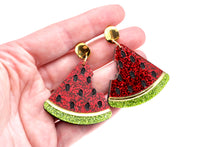 Load image into Gallery viewer, Glitter Watermelon Earrings
