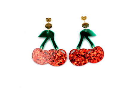 Glitter Cherry Earrings