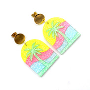 Tropical Neon Glitter Earrings