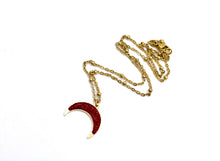 Load image into Gallery viewer, Red Pave Rhinestone Crescent Necklace
