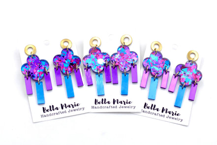 Blue & Purple Fringe Earrings