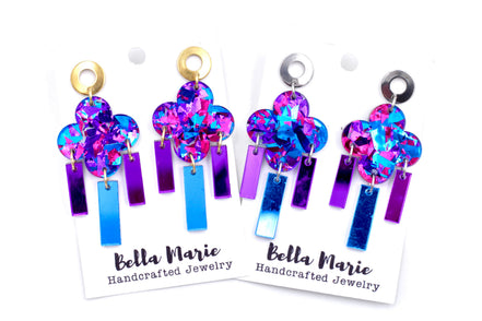 Blue & Purple Fringe Earrings