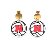Huskers Volleyball Earrings