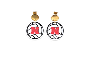 Huskers Volleyball Earrings