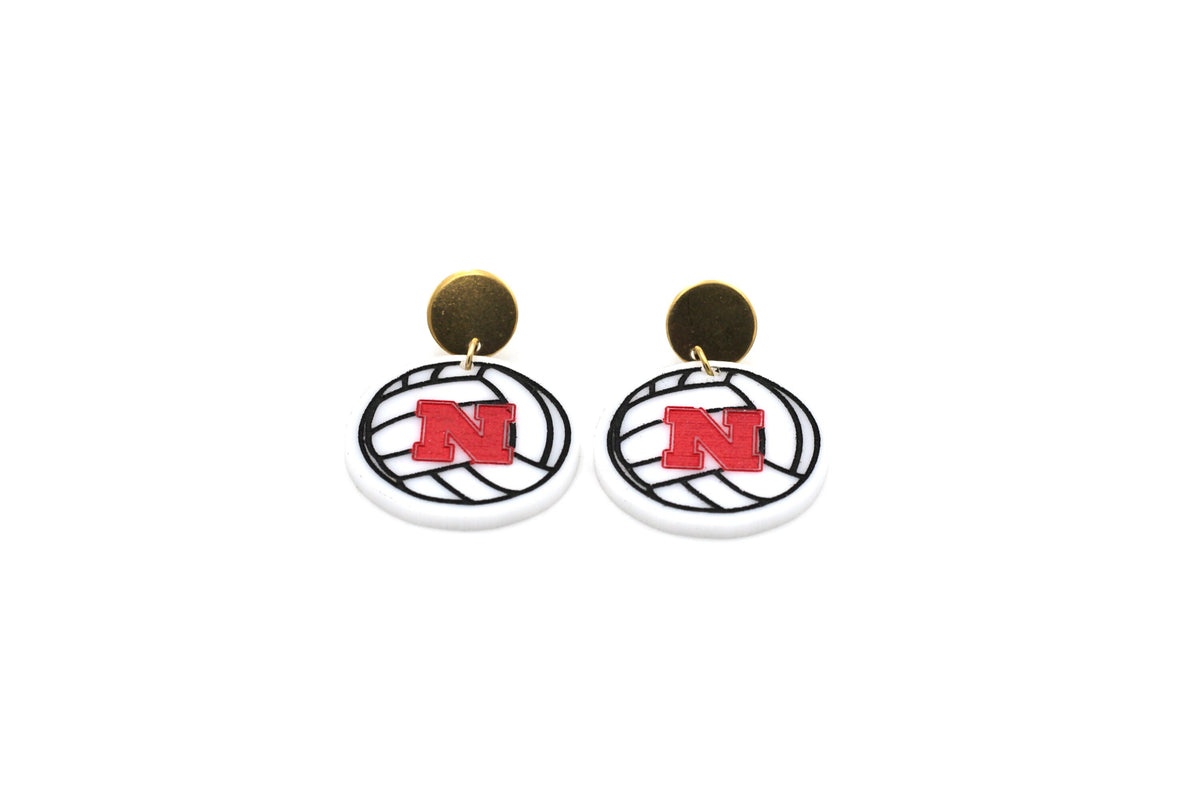 Huskers Volleyball Earrings