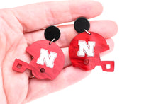 Load image into Gallery viewer, Huskers Football Helmet Earrings
