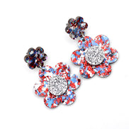 Red & Blue Flower Earrings