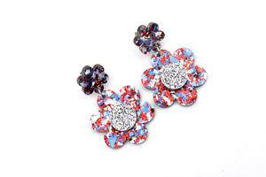 Red & Blue Flower Earrings