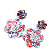 Red & Blue Flower Earrings