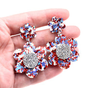 Red & Blue Flower Earrings