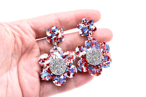 Red & Blue Flower Earrings