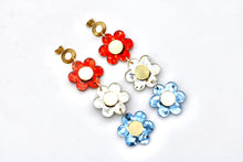 Load image into Gallery viewer, Patriotic Triple Daisy Earrings
