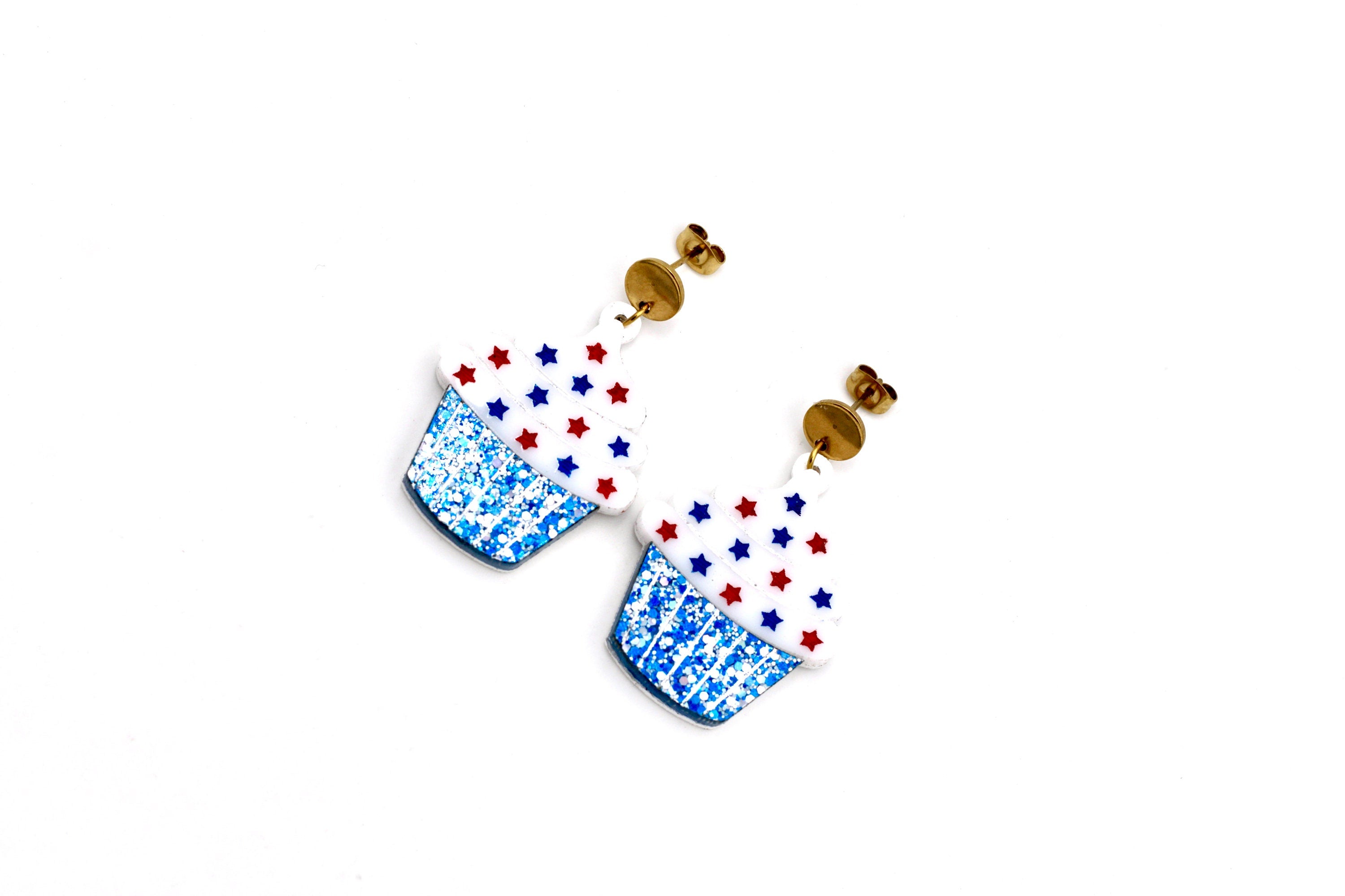 Patriotic Cupcake Earrings