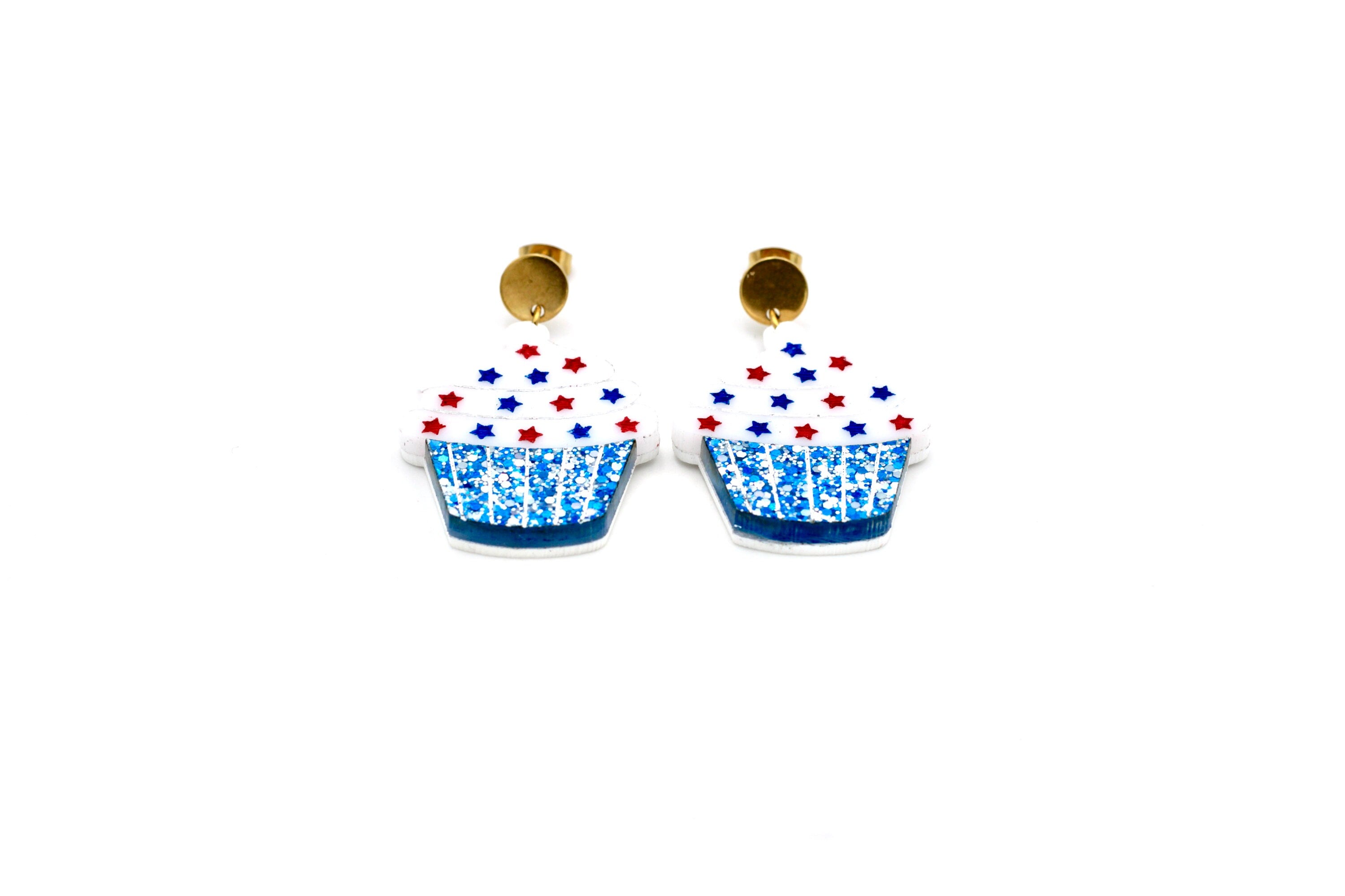 Patriotic Cupcake Earrings