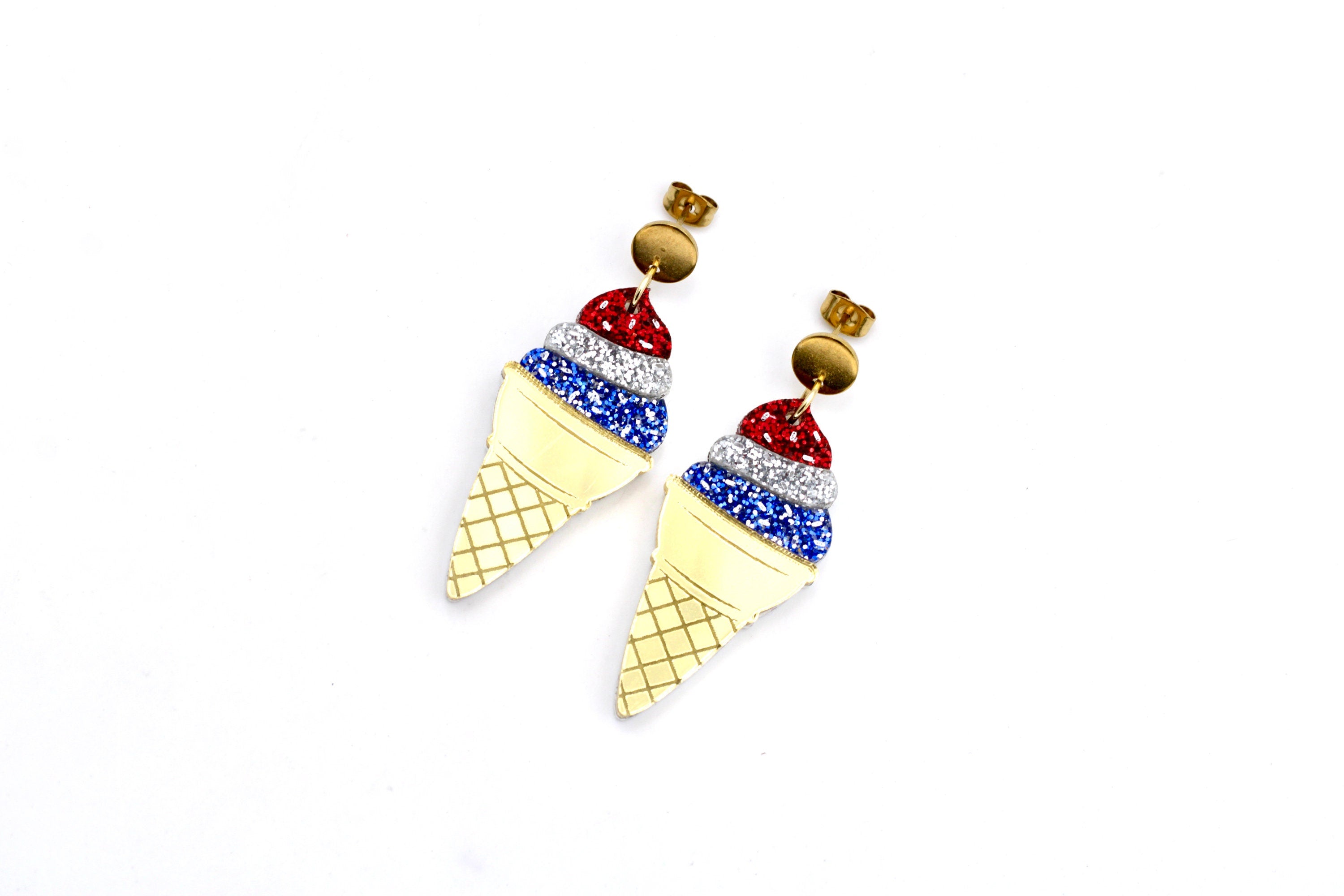 Patriotic Ice Cream Earrings