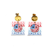 Smiley Face America Earrings