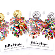 Glitter Monstera Earrings