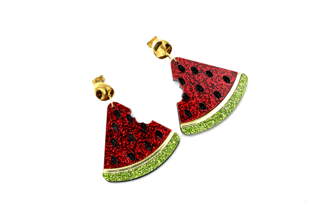 Glitter Watermelon Earrings