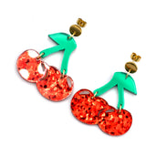 Glitter Cherry Earrings