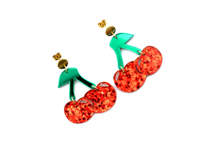 Glitter Cherry Earrings