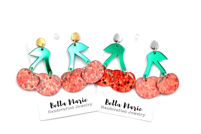 Glitter Cherry Earrings