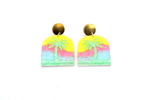 Tropical Neon Glitter Earrings