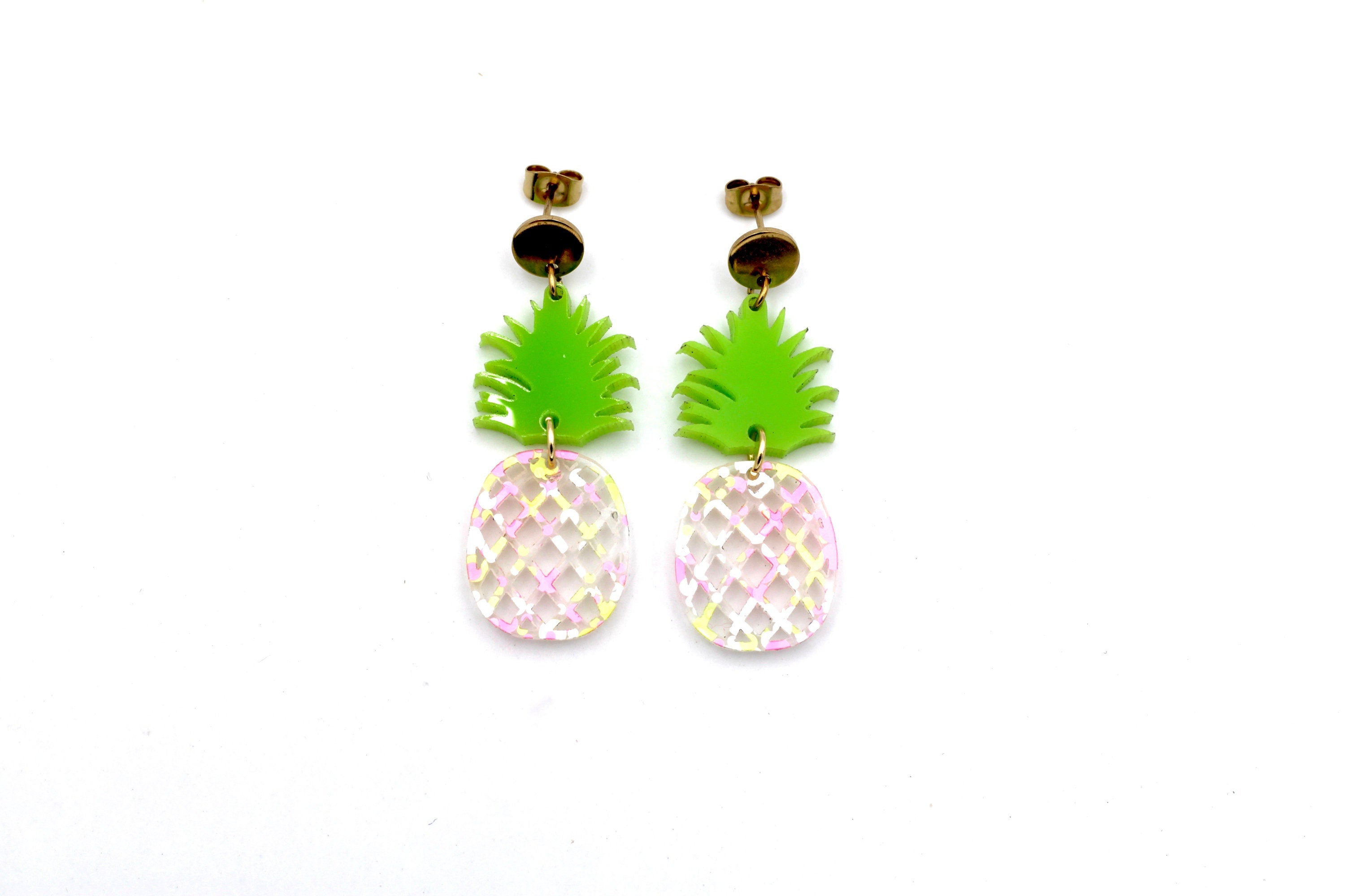 Pink Pineapple Earrings
