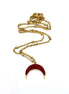 Red Pave Rhinestone Crescent Necklace