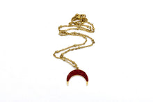 Load image into Gallery viewer, Red Pave Rhinestone Crescent Necklace

