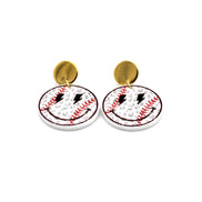 Smiley Baseball Earrings