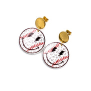 Smiley Baseball Earrings