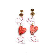 Baseball Triple Heart Earrings